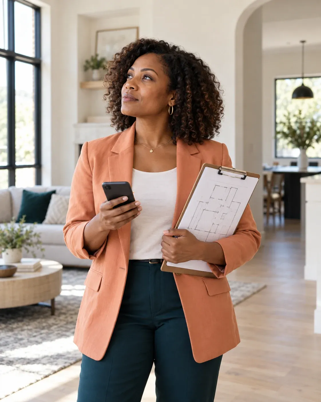 A real estate agent reviewing property details